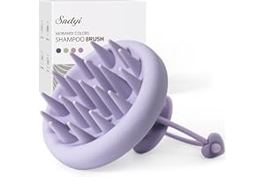 Sndyi Spazzola Massaggio Cuoio Capelluto [Bagnato e Secco], Spazzola Cuoio Capelluto in Silicone per Shampoo e Massaggio Testa, Ridurre la forfora, Stimola la Crescita dei Capelli, Grigio-viola