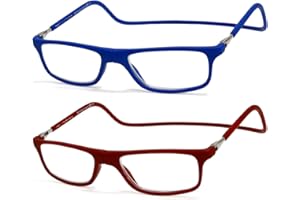 NEW VISION 2 Pack Occhiali Da Lettura con Calamita, Occhiali con Calamita Da Vista, Occhiali Calamitati Da Collo, Occhiali Lettura Calamita per Uomo e Donna NV2904 (C7+C8, 2, x)