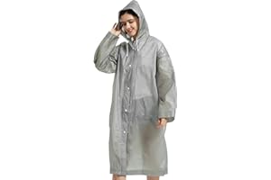 DURDIIY Rain Poncho for Adults EVA Emergency Raincoat Portable Reusable Waterproof Ponchos with Hood Open Sleeves Lightweight Outdoor Activities Rain Poncho for Men and Women