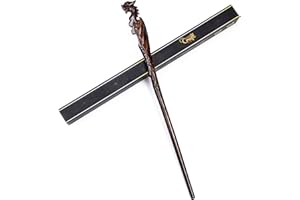 Handicraftviet Dragon Wand - Hand Carved Wooden Magic Wand, Wizards Wand 15'' for Collectible Cosplay, Magic Wand Gift for Children and Adults on Halloween, Christmas and Birthday Party