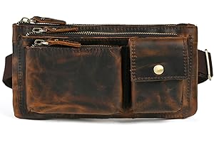Handadsume Uomo e Donna, Fanny Waist Pack Portacellulare in esecuzione, Cintura da corsa da trekking, borsa da corsa regolabile, custodia del telefono cellulare FB811-29 (100% Vera pelle, Marrone)