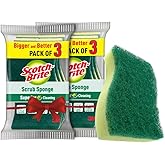 Scotch-Brite Scrub Sponge - Pack of 6 | Kitchen Scrubber with Sponge for Everyday Utensil Cleaning