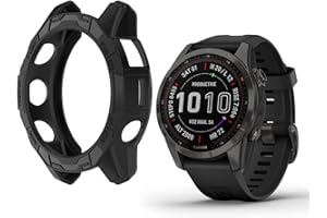 HOMTERN Case for GARMIN Fenix 7S/Fenix 7S Pro and EPIX Pro 42mm,Flexible Silicone Cover Shell Shockproof Scratch-Proof Protector Case Smartwatch Accessories,Black