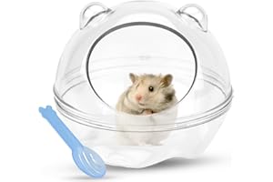 Fadcaer Hamster Sand Bath Container,Small Animal Bathtub with Sand Shovel,Transparent Hamster Toilet Hamster Bathroom for Gerbil Dwarf Hamster Guinea Pig Pet Cage Accessories (14 * 14 * 11 cm)