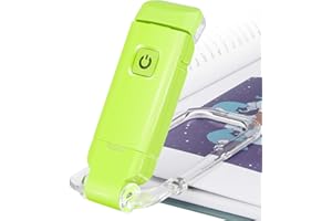 HONWELL LED Book Lights, Rechargeable Reading Light Clip on Books for Reading in Bed, Soft Eye Care Book Light, 2 Brightness Settings for Eye Protection, Dimmable Reading Lamp for Kids,Green