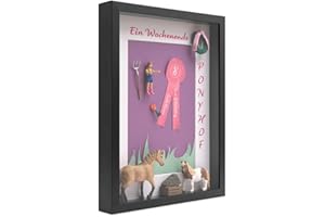 PHOTOLINI 3D Marco de Fotos 30x40 cm para Rellenar, Negro, Marco con Profundidad para Objetos de hasta 3 cm, Madera MDF con paspartú y Cristal - para Manualidades y como Regalo