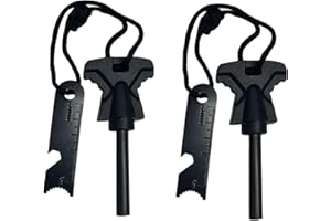 WINBEST 2pcs Fire Steel Survival Flint and Steel with Scale Scraper Ferrocium Rod Fire Starter Kit for Travelling Camping Hiking