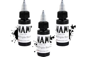 ELITECRAN 3 PCS Tintas de Tatuaje Negro Profesional, 1oz/30ml Pigmento Negro para Tatuajes, Tinta Negra de Tatuaje Permanente, True Black Tattoo Inks, Tattoo Black Pigment, para Pintar/Colorear/Mezclar