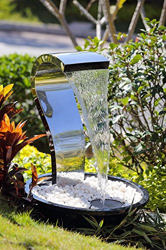 Köhko Wasserfall "Schwan" aus Edelstahl Wasserspiel mit LED-Beleuchtung