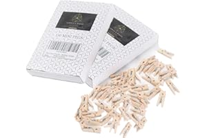 Dorman & Walsh Pack of 300 Mini Wooden pegs for Holding Photo Paper, Small pegs, Decorative Photograph Wall, DIY Decorations, Cocktail Garnish, Clothes pegs, Tiny pegs Arts Crafts Wedding Events