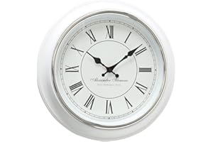 BOLTZE Yella 3453100 średnica ściany 40 cm styl retro vintage cyfry rzymskie kuchnia/salon jadalnia zegar analogowy, tworzywo sztuczne, metal, biały, uniwersalny