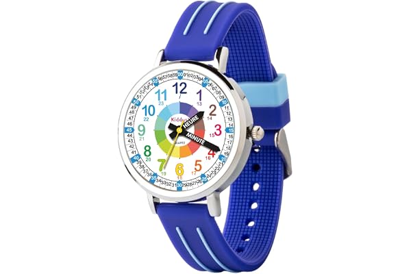 Kiddus Montre Enfant Fille et Garçon à partir de 5 Ans, Montre Éducative Analogique à Aiguilles, Apprentissage de l'Heure, Mouvement Japonais