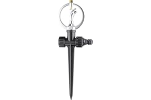 UPP Aspersor de 360° I Rociador de riego cesped, aspersor oscilante con conexión en Serie I Aspersor de riego Jardin automatico Sectorial (12.5 x 29.5 cm, Radio de riego 3.7-4.6m, 1 Unidad)