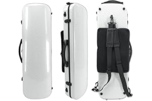 YINFENTE Étui rectangulaire en fibre de carbone et fibre de verre pour violon 4/4 avec sac de partitions (blanc 1)