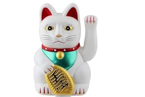 Feng Shui Gift Shop Maneki Neko Waving Cat Good Luck Bringer, White (8.2 x 8.2 x 13.5cm)