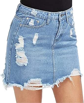 Yying Donna Gonne di Jeans A Matita Denim con Gonna di Jeans Strappati da  Donna : Amazon.it
