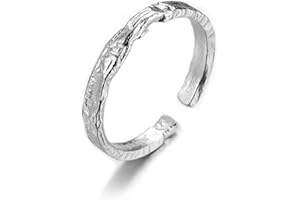 ✦ Geschenke für Frauen ✦Lotus Fun S925 Sterling Silber Ring Unregelmäßige Oberfläche Goldfolie Ringe öffnen Ringe Handgemachter Personalisierte Geschenk für Sie.(Silber)