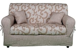 LIBEROSHOPPING.EU - LA TUA CASA IN UN CLIK Divano sfoderabile 2 posti in tessuto imbottito con braccioli larghezza 150 cm (Damasco Beige)