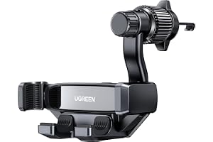 UGREEN Car Phone Holder Car Mount 360° Swing Arm One-hand Auto Lock | Compact design - does not block ventilation, automatic gravity mechanism with metallic hook clip, one-handed operation