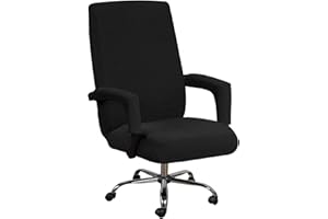 QOTSTEOS Funda de sillón de oficina elástica, silla de ordenador, funda de silla universal, funda de silla de oficina, funda de silla, sillón de relajación de protección decorativa (negro, size:XL)