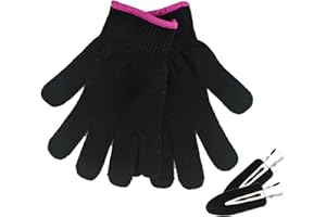 Rienan 2 Stück Hitzehandschuh Lockenstab Hitzeschutz Handschuh Hitzehandschuh Hitzeschutz Handschuh Lockenstab Isolierte Verbrühungsschutzhandschuhe und Schwarze Nahtlose Haarspangen