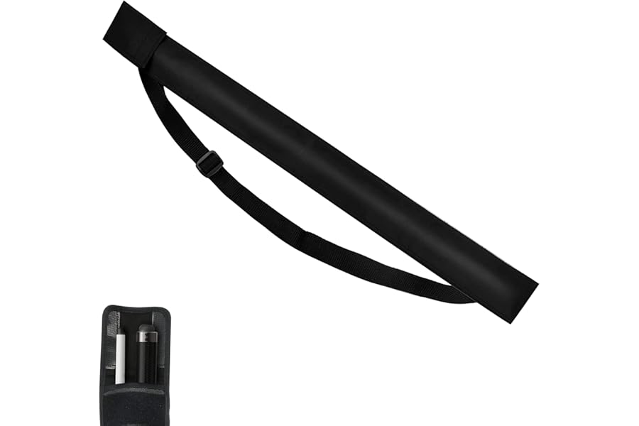 Bansusu Snooker Cue Case with Adjustable Strap Hook and Loop Closure Pool Cue Case Bag Fabric Carry Bag Anti Dust Dirt and Scratch Lightweight Portable for 1/2 Snooker Billiard Stick Rod (Black)