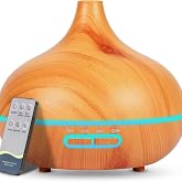 A&ccedil;ık Ahşap Desenli Uzaktan Kumandalı Ultrasonik Aromaterapi Dif&uuml;z&ouml;r &ndash; 7 Renk LED Işıklı Hava Nemlendirici (17x15 cm, 300 ml)