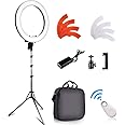 LED Ring Light, FOSITAN 18 inches/48cm Outer 55W 5500K Dimmable 240 LED Ring lighting Kit with 2M Light Stand work with Smart