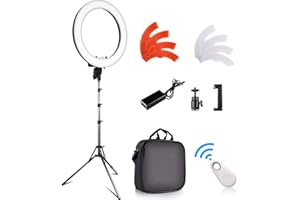 LED Ring Light, FOSITAN 18 inches/48cm Outer 55W 5500K Dimmable 240 LED Ring lighting Kit with 2M Light Stand work with Smartphone and SLR Camera for Vlogging, Make-up artist, Videographer