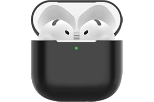 Nemteur Custodia per Airpods 4, Case Protettiva Sottile in Silicone per AirPods 4th 2024 (USB-C) Cover in Silicone Visibile con LED Frontale, Nero