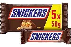 ‎SNICKERS Snickers Schokoriegel, Erdnüsse, Karamell, Eine Packung á 5 Riegel | Fußball Snack | (1 x 5 x 50 g)