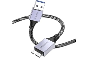 MOGOOD Cable micro B a USB, cable de datos USB 3.0 a Micro B de 1.5 pies para discos duros externos, compatible con WD Elements, Seagate Expansion, Samsung T3/T5/M3, Galaxy S5, Note 3 y más, color