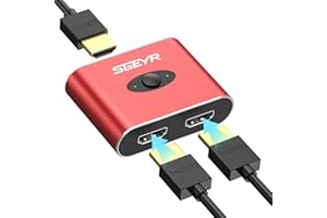 SGEYR Switch HDMI 4K 60Hz, Interruttore HDMI Bi-Direction, Doppio Hdmi 1 Ingresso 2 Uscite o 2 Ingressi a 1, Supporta 4K 3D 1080P HDCP per HDTV Blu-Ray DVD DVR PC Xbox