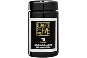 ‎ELEMENTS OF FIVE ELEMENTS OF FIVE Yin Premium – Pflanzliches Ergänzungsmittel inspiriert von der chinesischen Kräuterlehre mit Weißdorn & Lavendel für einen gesunden und besseren Schlaf, Ohne Zusätze, Vegan, - 60 g