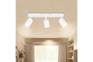 Dehobo Spot Plafond GU10 Orientables - Plafonnier LED 3 Spots - Plafonnier Spot Blanc - Moderne Applique Plafond Interieur LED pour Cuisine Salon Chambre, Sans Ampoule
