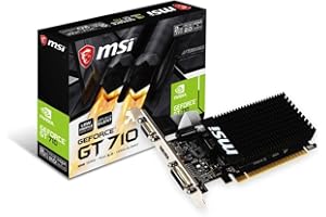 MSI GeForce GT 710 2GD3H LP Graphics Card '2GB DDR3, 954MHz, Low Profile, Low Consumption, VGA, DVI-D, HDMI, HTPC, Silent Passive Fanless Cooling System'