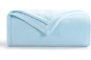 Aisbo Plaid Coperta Pile Singolo - Coperta Calda Invernale per Divano e Letto Singolo 130x150 cm Pile di Flanella Morbida Blu Chiaro, Fleece Blanket for Sofa and Couch