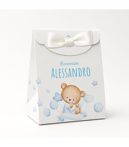 48 Sacchetti Confetti Bomboniera Nascita Bimbo - Motif éléphant Et Montgolfière - 10 Cm