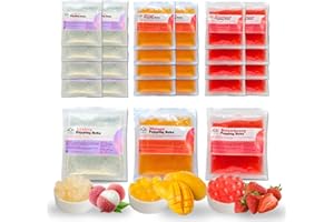 TEMPO TEA BAR Popping Boba Pearls Multipack (24 x 50g) - Strawberry, Mango, Lychee - Vegan, Non-Dairy, Fat-Free & Gluten-Free - Tempo Bursting Boba, 24 Servings