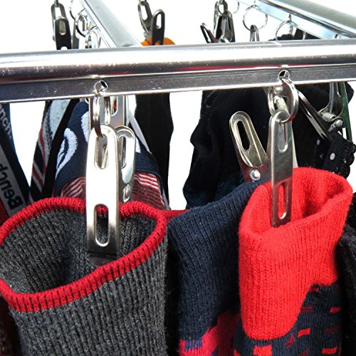 Stylische Aluminium Wäschespinne für Socken und Unterwäsche mit 26 Klammern – Hangerworld - 4