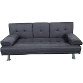 MUEBLIX.COM - Canos 3 Seater Sofa Bed, Armchair Bed, Sofa Bed, with Folding Table, Upholstered Synthetic Fabric, Click-Clack