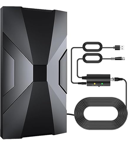 Antenne Intérieure DVBT/DVBT2 Avec Amplificateur - Portée 420 Km, Réception 360° - Base Magnétique, Compatible 4K 1080P - Pour Tous Téléviseurs