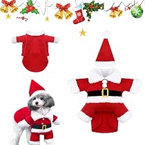 Vestito Natalizio Per Cani – Costume Da Babbo Natale Per Cani Piccoli E Medi, Cotone Morbido Con Campanelle