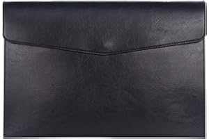 RISEPLUS Porte Documents A5 en Cuir PU Étanche avec Bouton Métallique ， Pochette Élégante et Résistante, Capacité 100 Feuilles, Porte-Vue Compact pour Bureau, Documents Administratifs et Livret de Voiture