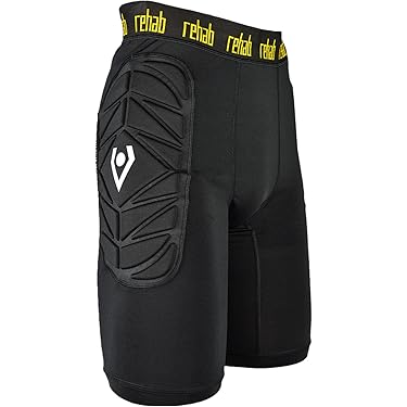 Rehab Lange Doelmansshorts, Ondershort, zwart, gewatteerd op heup en knie, Ademend en met elastische band, Doelmanstrainingsshorts, Maat: M