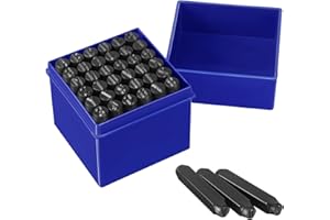 Gueenky 36 Piezas Punzones de Letras y Numeros para Metal, 8mm Números 0-9 Estampar A-Z Letras Marcar de Metal, Troquelar Números y Letras para Estampar Metal Plástico Madera Cuero