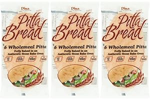 KOALAKOI Pitta Bread, White and Wholemeal, 6 Pittas per Bag (3 Bags of 6 Wholemeal Pitta)