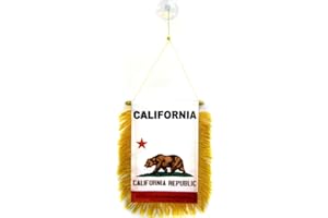 AZ FLAG - Fanion Californie Pour Décoration Voiture Avec Ventouse et Franges Dorées - Mini Drapeau Californien - Etat Américain - Usa - Etats-Unis - 13x10 cm