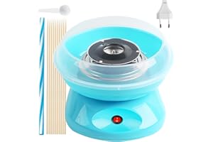 BORDEAG Zuckerwattemaschine Für Zuhause, Retro Cotton Candy Machine 450 W, Zuckerwatte Maschine, Zuckerwattemaschinen Für Zuhause Mit Messlöffel, Bonbonstäbchen Aus Kunststoff, Zehn Stöcke (Blau)