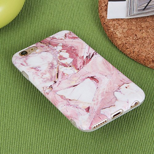 iPhone 6s Plus Marble Case,Imikokoâ„¢ Slim-Fit Anti-Scratch Shock Proof [Stone Texture Collection] Print TPU Soft Case for iPhone 6/6S Plus(5.5 inch) (Pink White)